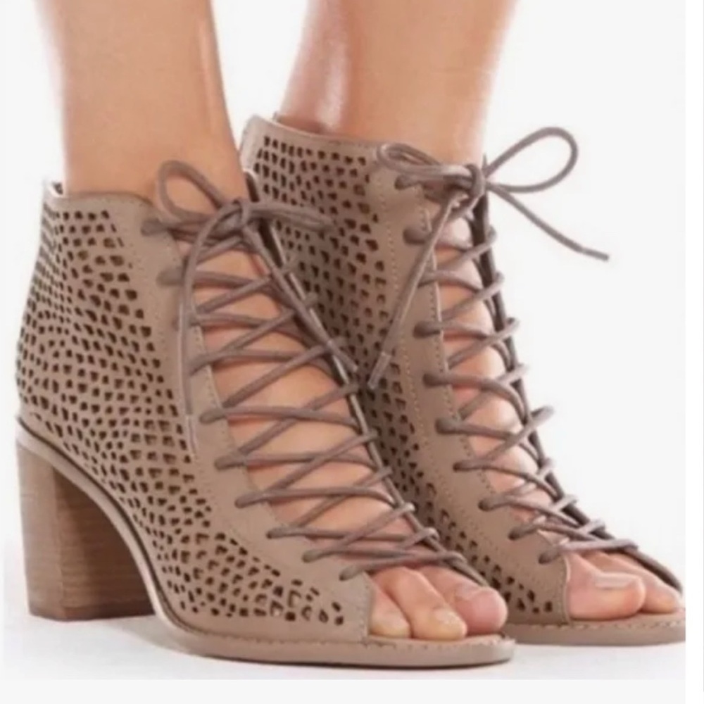 Vince Camuto suede open toe lace up heeled sandals